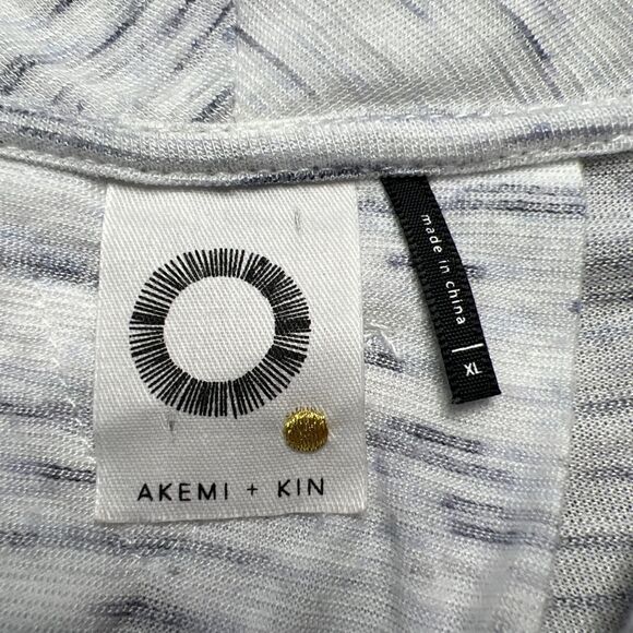 Anthropologie Akemi + Kin Knit Crossover Front Space Dye Top Shirt XL White Blue - Picture 4 of 11